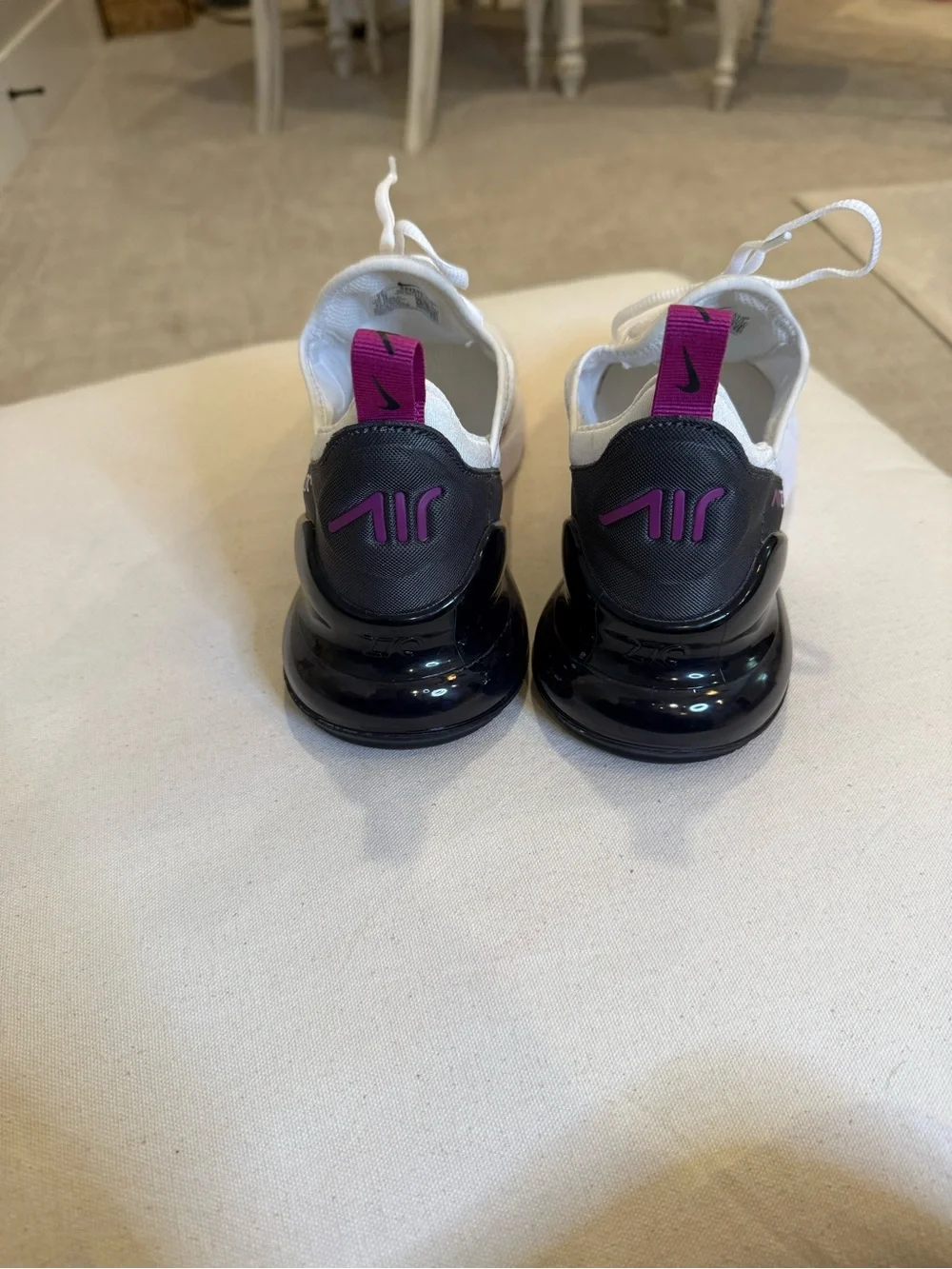 Nike Women's White Sneakers with Pink Swoosh